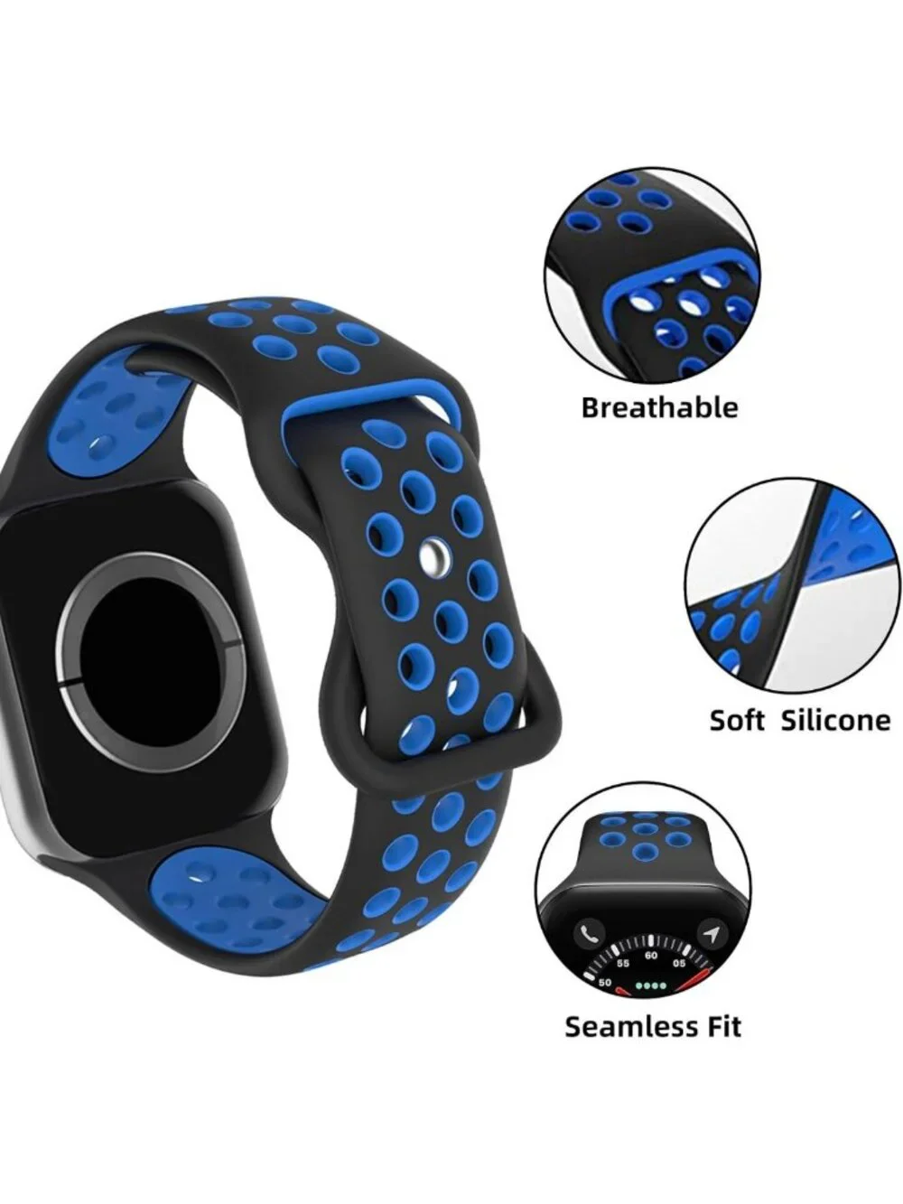 Breathable Sport Replacement Watch Bands for 38mm-49mm iWatch, 12-Pack for Men